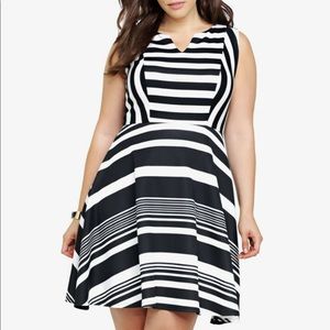 B&W Striped Skater Dress